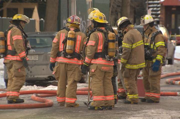 Gaz metro workers were at the scene of a gas leak apparently caused when a gas line was nicked by snow removal vehicles in Plateau-Mont-Royal on Friday, March 6, 2015.