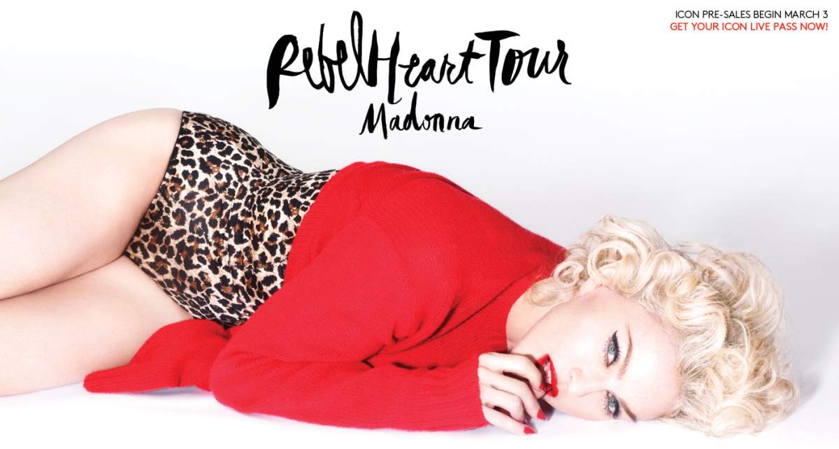Promotional photo for Madonna's upcoming 35-city 'Rebel Heart' Tour.