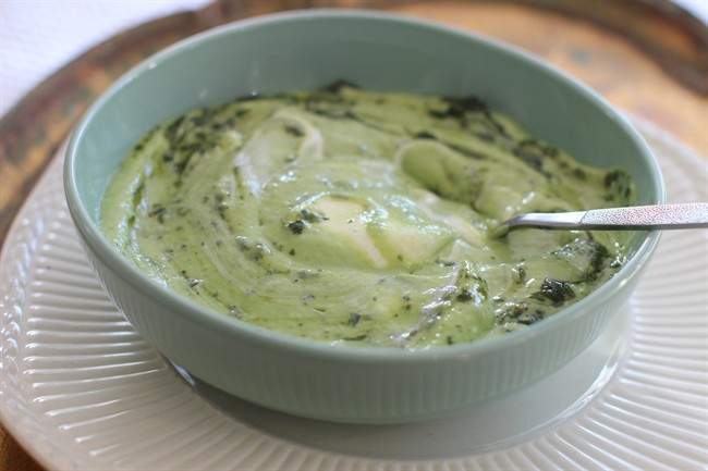 A light vibrant chilled soup fit for spring Easter dinner