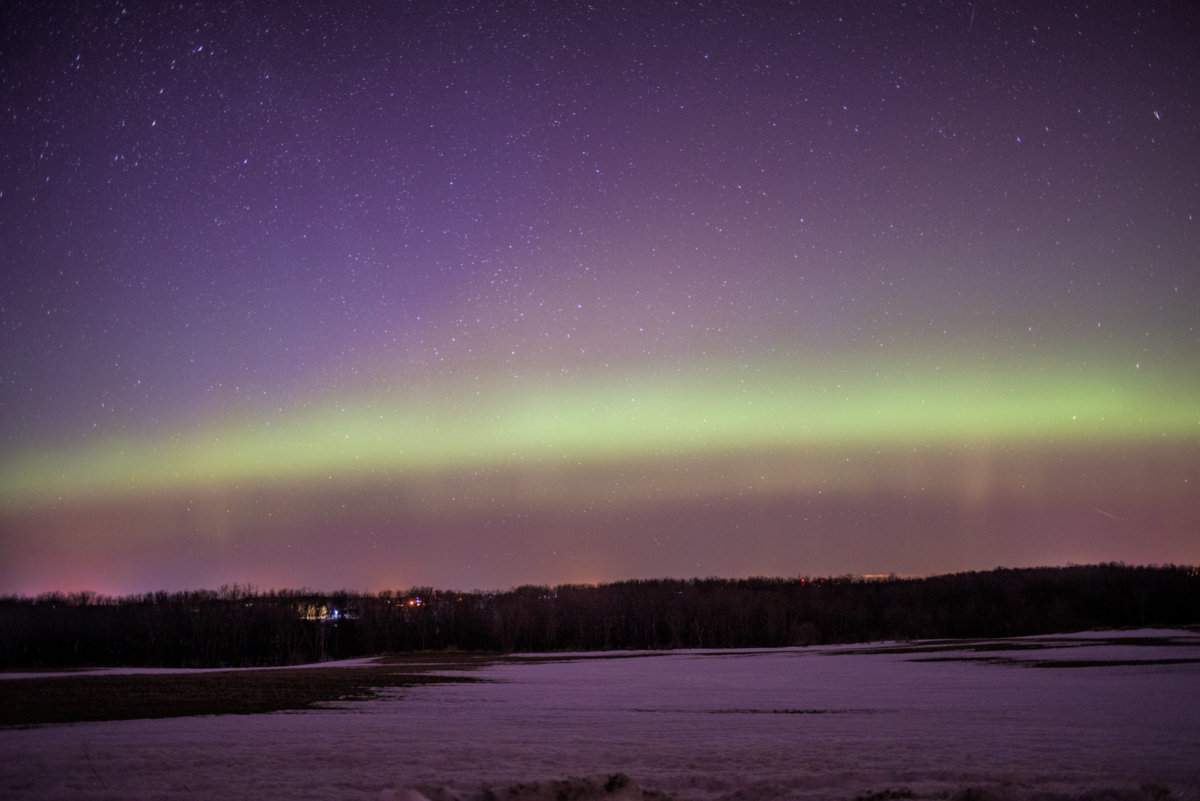 The northern lights as seen north of London, Ontario.