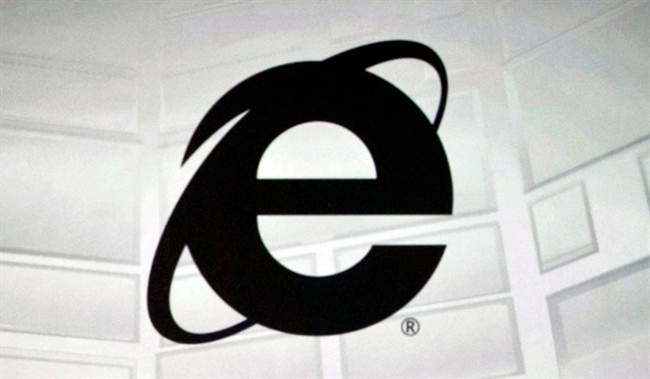 This June 4, 2012 photo shows the Microsoft Internet Explorer logo projected on a screen during the Microsoft Xbox E3 media briefing in Los Angeles. After 20 years of competing against rival web browsers, Microsoft is close to launching its own alternative to its once-dominant Internet surfing program.