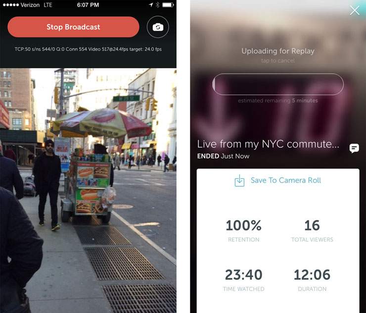Periscope works exactly the same as Meerkat. It allows users to broadcast live footage from their iPhone to whoever wants to watch it. 
