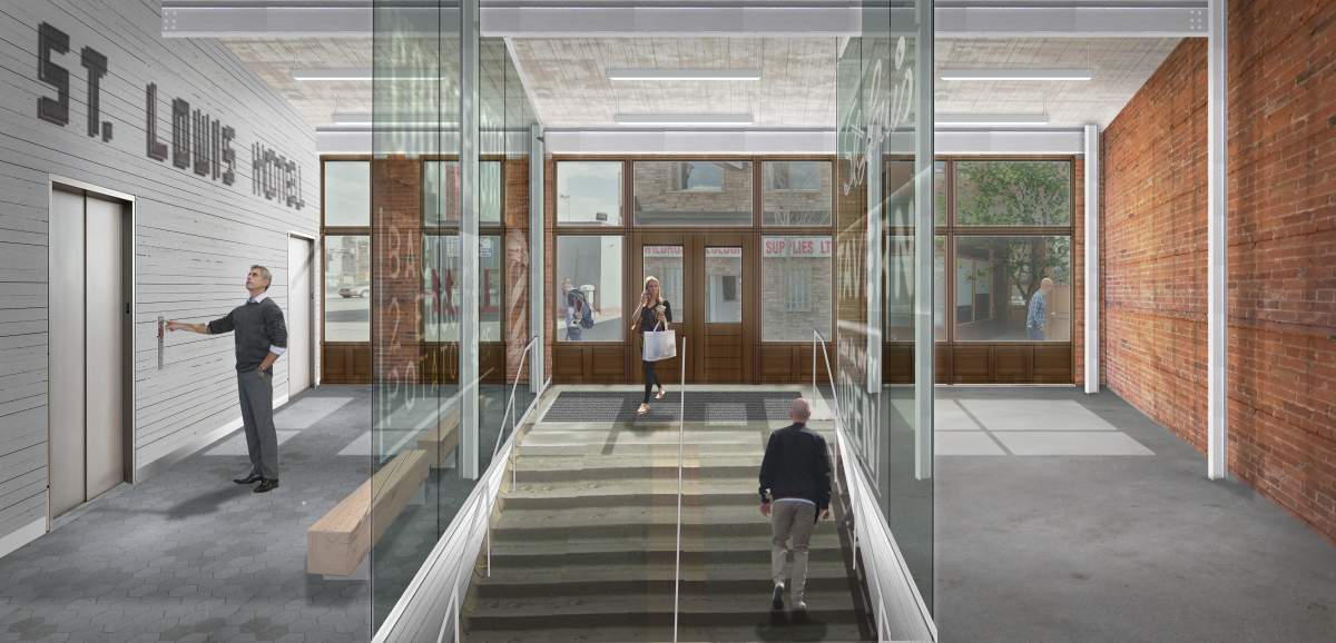 Proposed design for the lobby of Calgary’s St. Louis Hotel