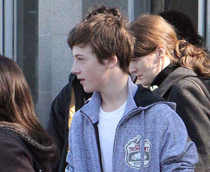 Micheál Neeson, pictured outside Montreal’s Sacré-Coeur Hospital on March 17, 2009.