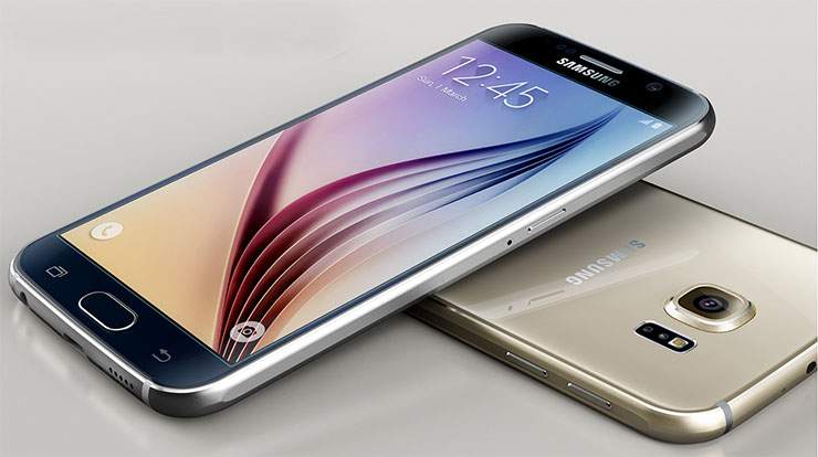The Samsung Galaxy S6 flat screen features curved and shaved metal rim surface