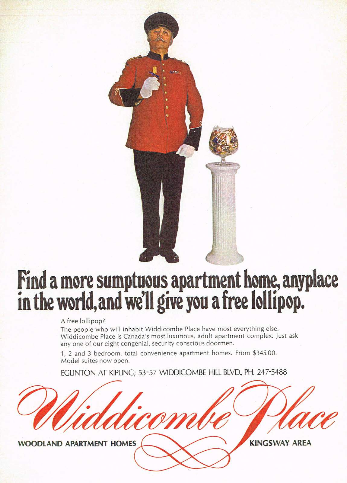 A Toronto apartment ad from May 1974