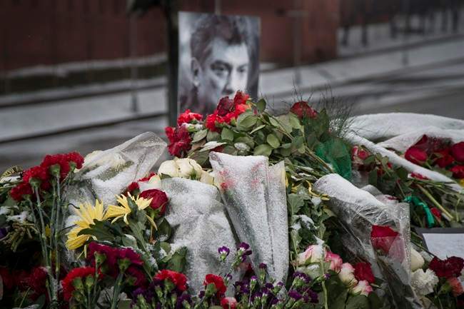 Officials say two men have been arrested in the death of Russian opposition leader Boris Nemtsov, who was shot to death late Feb. 28, 2015.