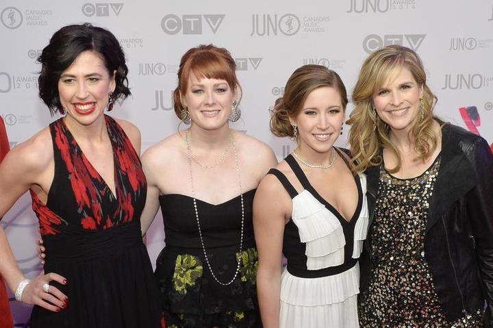 Canada’s Olympic gold-medal curling team, including Jill Officer, left, were invited to multiple events following their win. With Jill, from left, are teammates Dawn McEwen, Kaitlyn Lawes and skip Jennifer Jones.