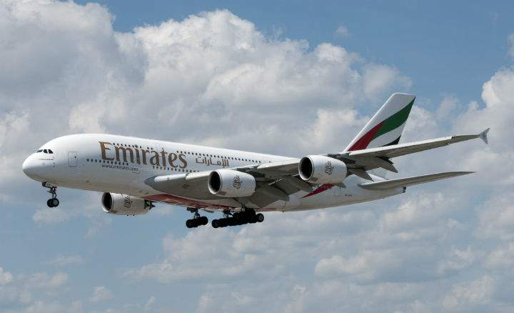 An Airbus A380-800 jetliner belonging to Emirates lands at Toronto Pearson International Airport. (File Photo).