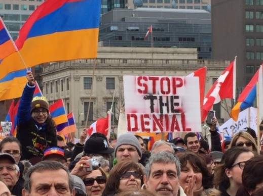 Thousands of people marched on Parliament Hill to commemorate the 100-year anniversary of the Armenian genocide.