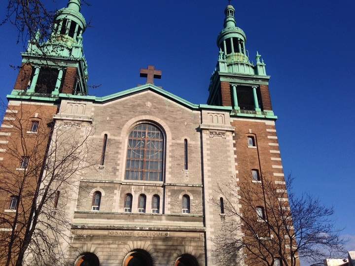 The St. Zotique Church in St. Henri, where the bell tower was leaning on April 17, 2015.