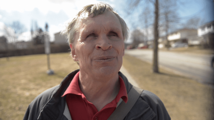 Brian has a number of tools to help him experience what he’s missing by not having eyes. He uses a white cane. And a pair of aging seeing-eye dogs. And an iPhone map that talks. But he seems most comfortable with echolocation—clicking with his tongue, or snapping his fingers, and processing the echoes.
