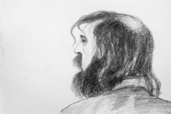 Allan Schoenborn is shown in this courtroom sketch during his trial in Kamloops, B.C., on Thursday, October 8, 2009.