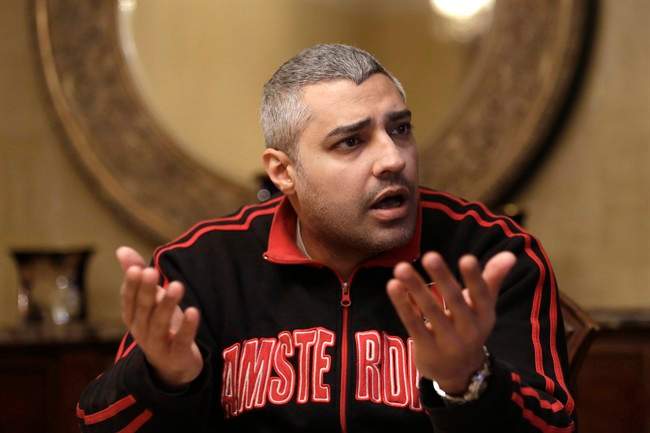 Canadian Al-Jazeera English journalist Mohamed Fahmy, speaks during an interview with The Associated Press in Cairo, Egypt, Thursday, Feb. 19, 2015.