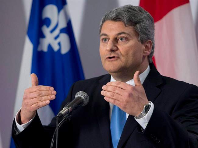 Coalition Avenir Quebec MNA Gerard Deltell announces he's quitting the CAQ and joining the Conservative Party of Canada for the upcoming federal election, Tuesday, April 7, 2015 in Quebec City.