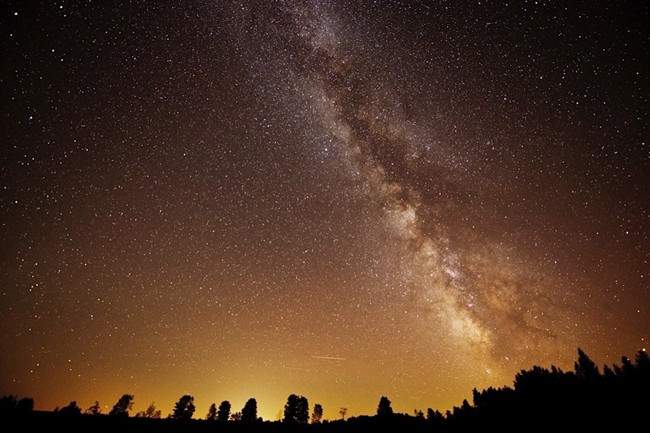 The Milky Way is shown in the night sky over Plevna, Ont.