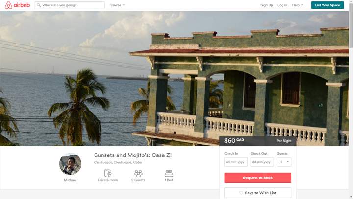 This apartment in Cienfuegos, Cuba is on Airbnb for $60 a night.