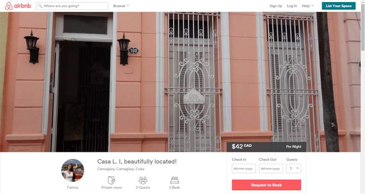 An Airbnb user named Fatima put this Camagüey, Cuba listing on Airbnb