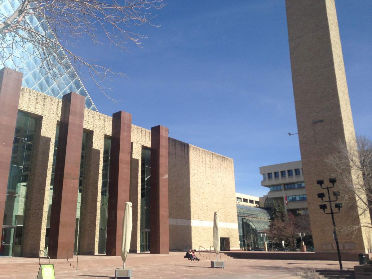 City Hall in downtown Edmonton, Alberta. April 16, 2015.