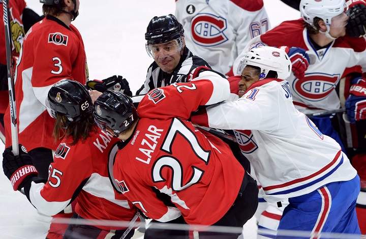 This playoff series has been marked by tense confrontations between the Habs and Sens.