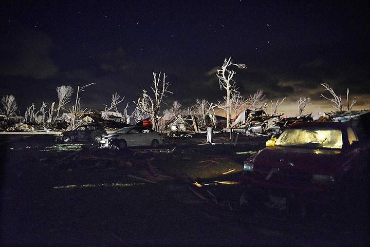 Damage after a tornado struck the small town of Fairdale Ill. the night of Thursday, April 9, 2015.