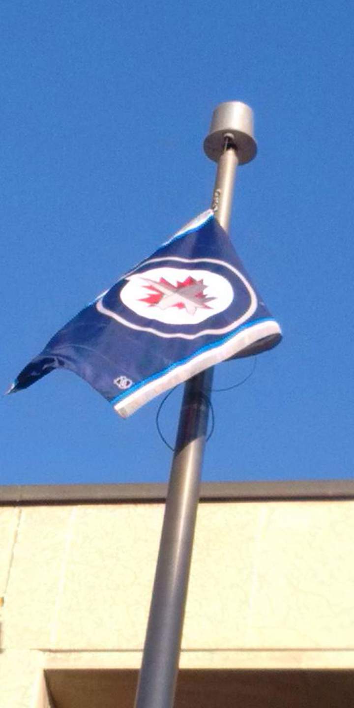 Winnipeg City Hall Jets flag NHL Playoffs