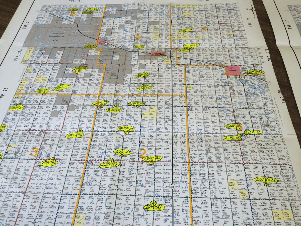 Map of flooded areas in the RM of Kellross