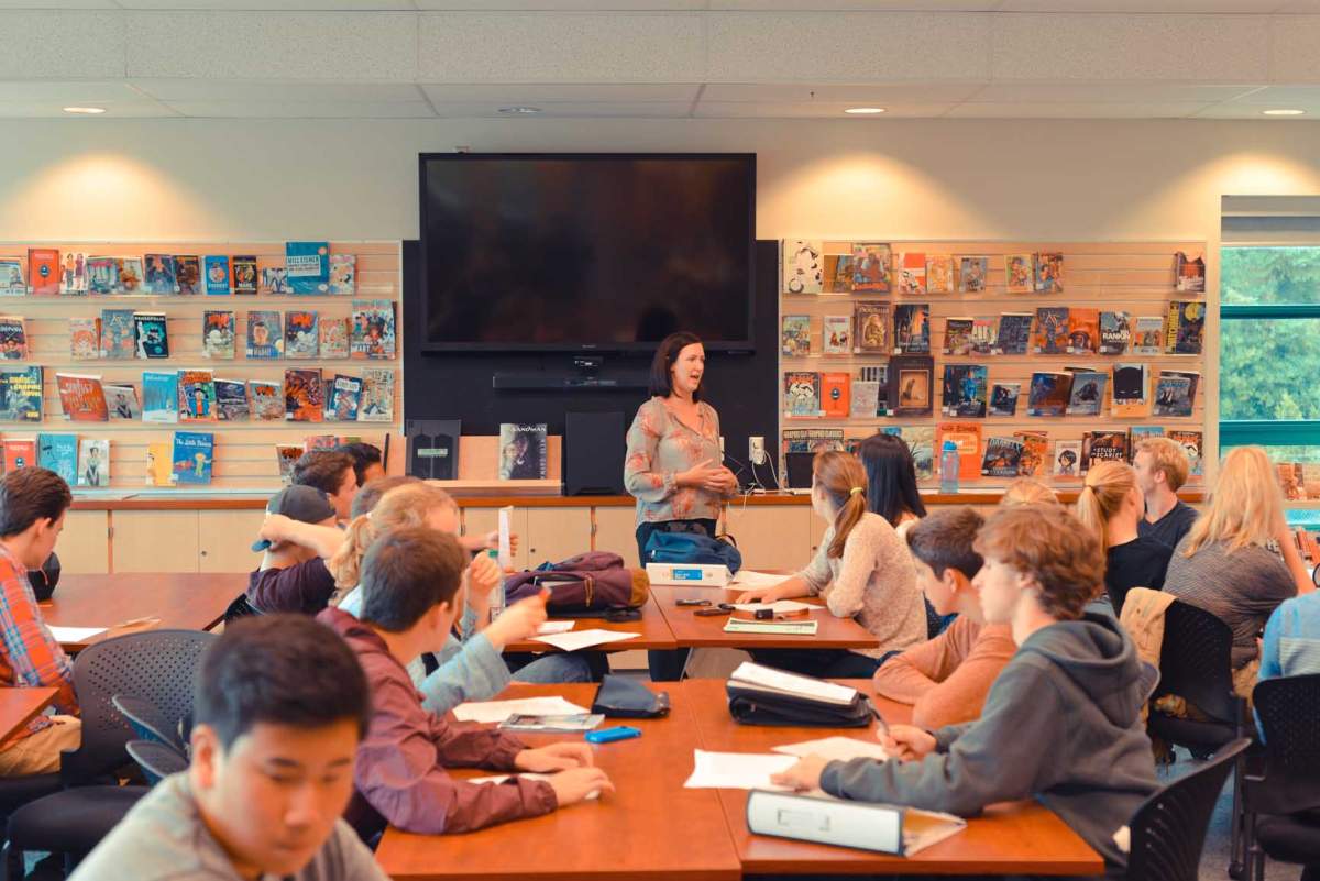 One of the program's teachers, Jo-Anne McKee, leading a YELL classroom in West Vancouver.