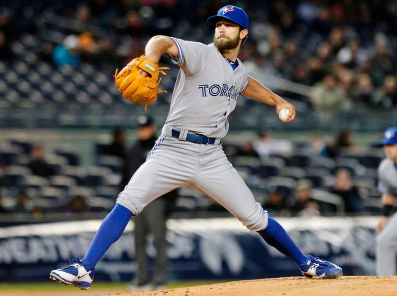 Toronto Blue Jays' Daniel Norris delivers a pitch during the first inning of a baseball game against the New York Yankees on Thursday, April 9, 2015, in New York. 