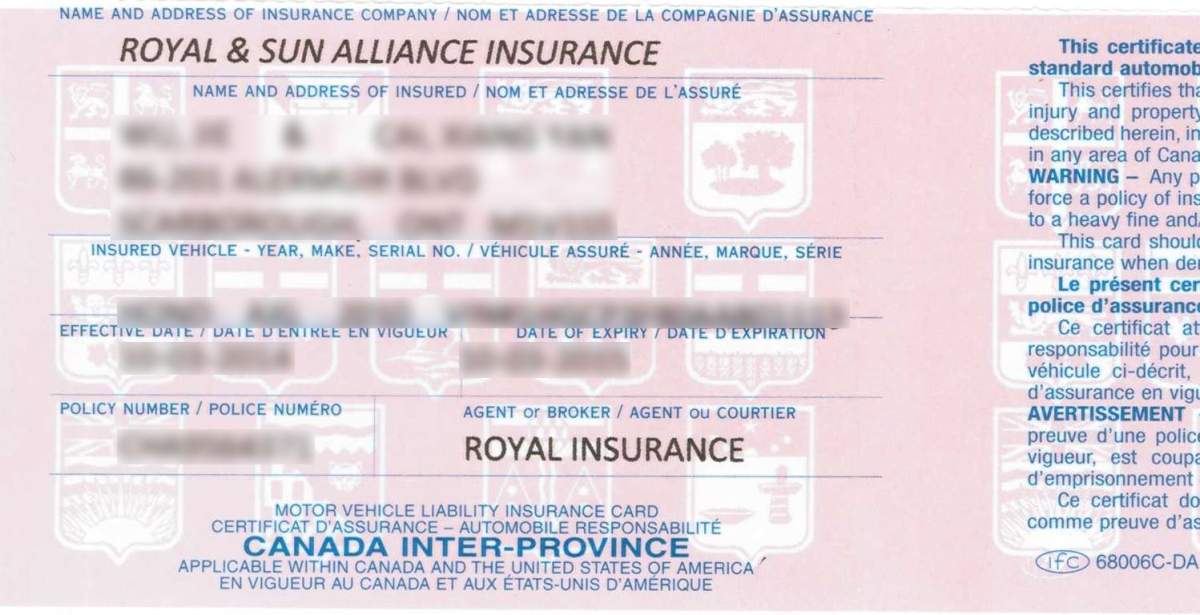 Sample of fraudulent insurance slip.