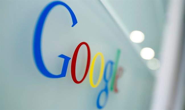 The Google logo is seen at the Google headquarters in Brussels. 