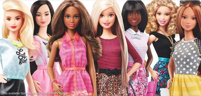 This photo provided by Mattell shows new Barbie dolls.