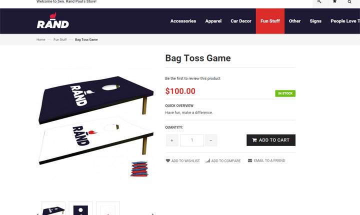 Rand Paul wants you to buy game of cornhole, other strange items - image