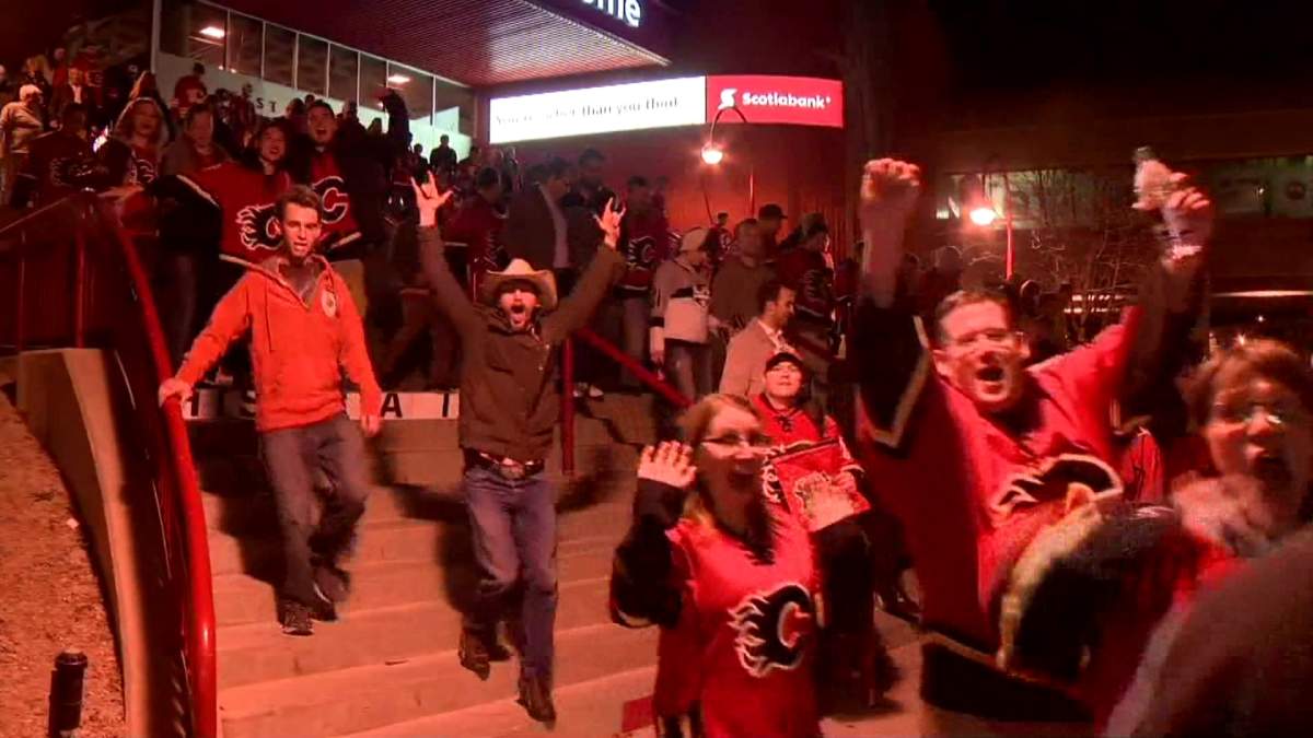 A file photo of Calgary Flames fan on the Red Mile.