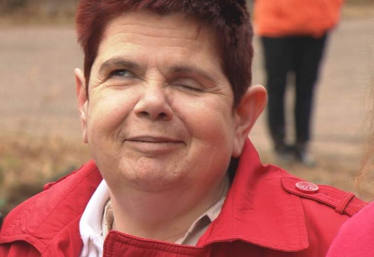 Sharlene Pietersma smiles at the groundbreaking ceremony.