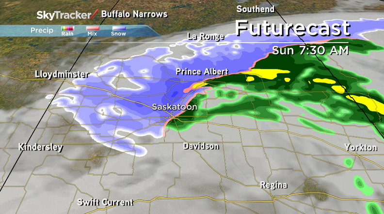 Cooling happening faster than expected Friday night in Saskatoon may be a detriment to the precipitation type that falls Saturday.