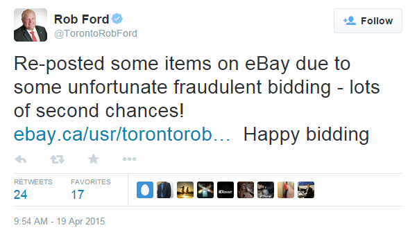 Rob Ford re-posts ‘crack confession’ tie, was victim of fraudulent bids - image