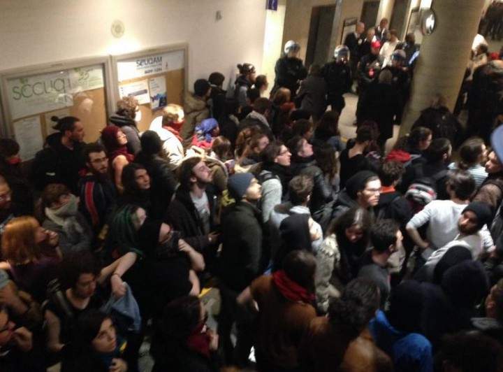 Protesters at UQAM