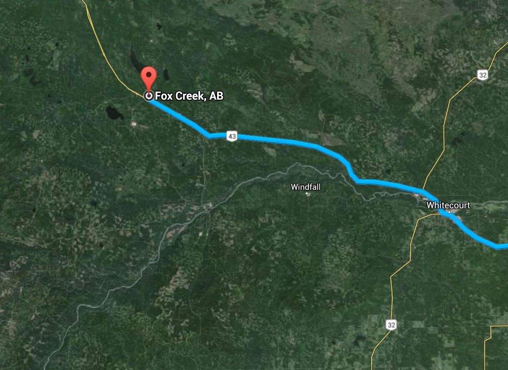 Fox Creek, as displayed on Google Maps.