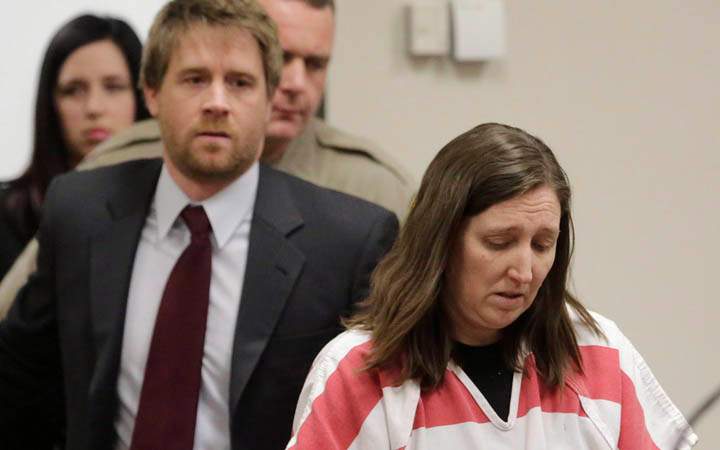 Megan Huntsman arrives in court in Provo, Utah on Thursday, Feb. 12, 2015.