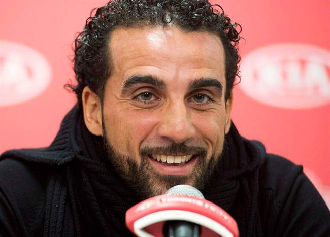 Canadian soccer star Dwayne De Rosario is retiring. The 36-year-old announced his decision in an Instagram post Sunday night. De Rosario is shown at a press conference in Toronto on Thursday, January 9, 2014.