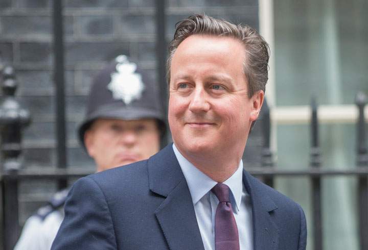 Prime Minister David Cameron leaves 10 Downing Street, London, as he heads for Buckingham Palace for an audience with Queen Elizabeth II to confirm his second term as Prime Minister following his party's General Election victory on May 8, 2015.