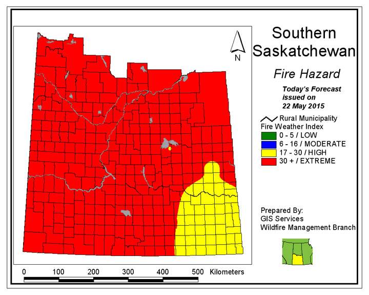 Province, municipalities implement fire bans as fire risk is extreme in many parts of Saskatchewan due to dry conditions.