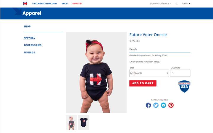 Hillary Clinton launched her web store on Tuesday