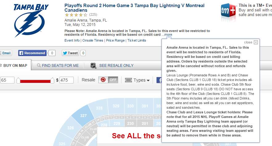 This disclaimer makes it clear that non-Florida residents aren't welcome at Tampa Bay Lightning games