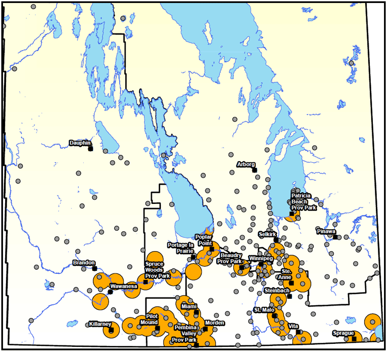 Manitoba Lyme disease map