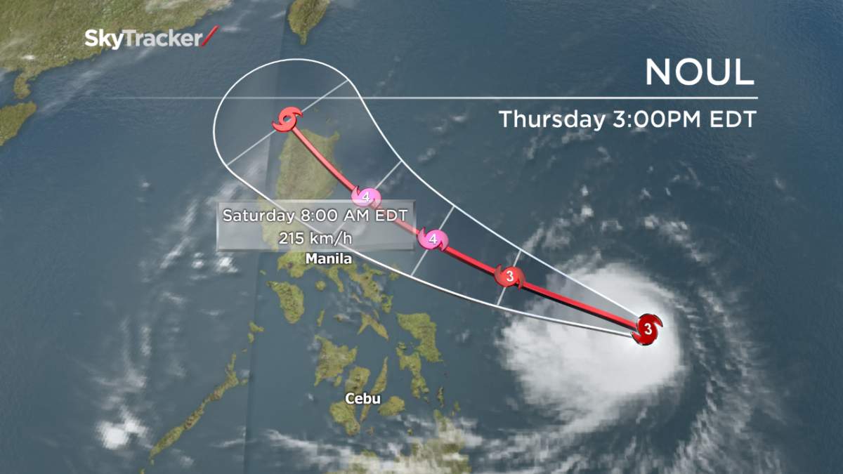 The forecast path of Typhoon Noul