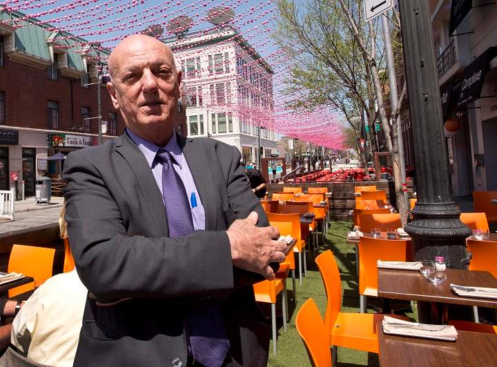 Restaurant and bar owner Peter Sergakis says business will drop 10-15 per cent if the proposed tobacco law changes proceed, Wednesday, May 6, 2015 in Montreal.