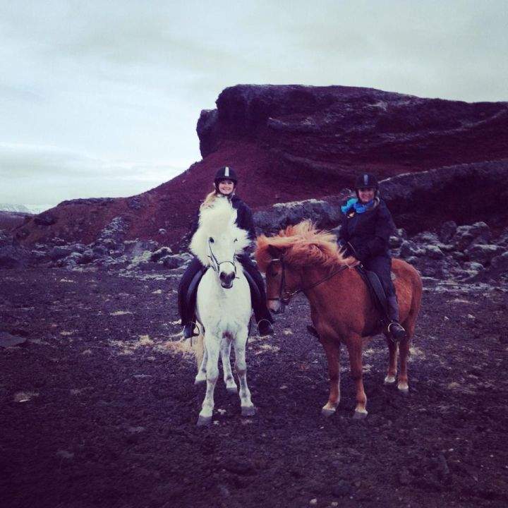 Quinn Campbell and a friend horseback riding in Iceland.