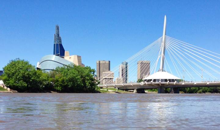 Winnipeg skyline 2014 Canadian Museum for Human Rights Esplanade Riel